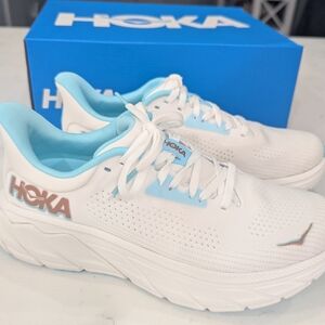 HOKA Women's White and Blue Running Shoes